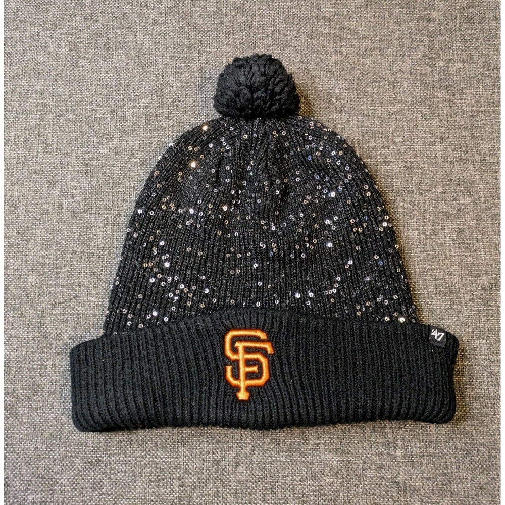 San Francisco Giants Womens Snowflake Pom Beanie Black White New Era OSFM Hat